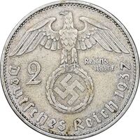 سکه 2 رایش مارک 1937A رایش سوم - EF45 - آلمان