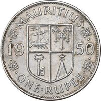 سکه 1 روپیه 1950 جرج ششم - EF45 - موریس