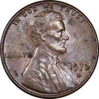 سکه 1 سنت 1975D لینکلن - AU58 - آمریکا