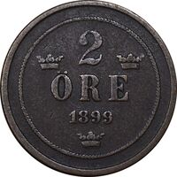 سکه 2 اوره 1899 اسکار دوم - EF45 - سوئد