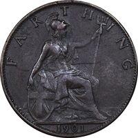 سکه 1 فارتینگ 1901 ویکتوریا - EF40 - انگلستان