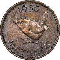 سکه 1 فارتینگ 1950 جرج ششم - AU50 - انگلستان