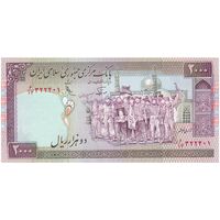 اسکناس 2000 ریال (نوربخش - عادلی) امضاء کوچک - شماره بزرگ - تک - AU53 - جمهوری اسلامی