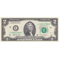 اسکناس 2 دلار 2017 جمهوری فدرال - L (سان فرانسیسکو) - تک - UNC62 - آمریکا