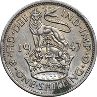 سکه 1 شیلینگ 1947 جرج ششم - تیپ 1 - EF40 - انگلستان