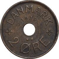 سکه 2 اوره 1939 کریستیان دهم - EF45 - دانمارک
