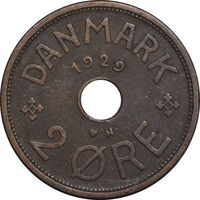 سکه 2 اوره 1929 کریستیان دهم - EF45 - دانمارک