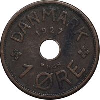سکه 1 اوره 1927 کریستیان دهم - EF40 - دانمارک