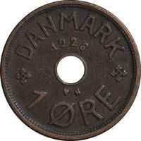 سکه 1 اوره 1928 کریستیان دهم - EF45 - دانمارک