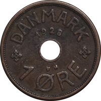 سکه 1 اوره 1928 کریستیان دهم - EF45 - دانمارک
