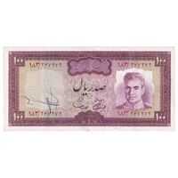 اسکناس 100 ریال (آموزگار - سمیعی) نوشته سیاه - تک - AU50 - محمد رضا شاه