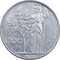 سکه 100 لیره 1975 جمهوری - AU50 - ایتالیا