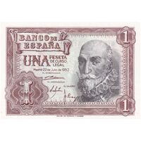 اسکناس 1 پزتا 1953 فرانسیسکو فرانکو - تک - UNC63 - اسپانیا
