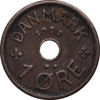 سکه 1 اوره 1928 کریستیان دهم - EF40 - دانمارک