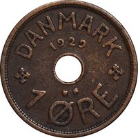 سکه 1 اوره 1929 کریستیان دهم - EF45 - دانمارک