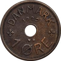 سکه 1 اوره 1929 کریستیان دهم - EF45 - دانمارک