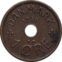 سکه 1 اوره 1930 کریستیان دهم - EF45 - دانمارک