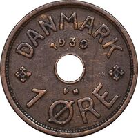 سکه 1 اوره 1930 کریستیان دهم - EF45 - دانمارک