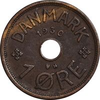 سکه 1 اوره 1930 کریستیان دهم - EF45 - دانمارک