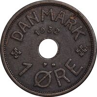 سکه 1 اوره 1932 کریستیان دهم - EF45 - دانمارک