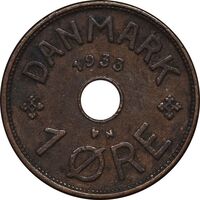 سکه 1 اوره 1933 کریستیان دهم - EF45 - دانمارک
