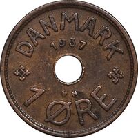 سکه 1 اوره 1937 کریستیان دهم - EF45 - دانمارک