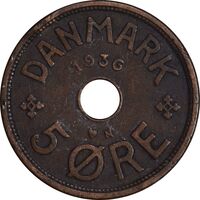 سکه 5 اوره 1936 کریستیان دهم - EF40 - دانمارک