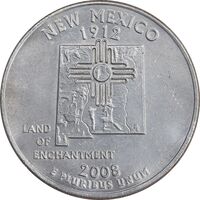 سکه کوارتر دلار 2008D ایالتی - نیومکزیکو - AU - آمریکا