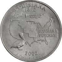 سکه کوارتر دلار 2002P ایالتی - لوئیزیانا - AU - آمریکا