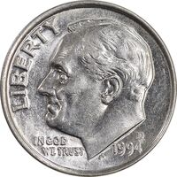 سکه 1 دایم 1994D روزولت - AU58 - آمریکا