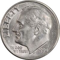 سکه 1 دایم 1994D روزولت - AU58 - آمریکا