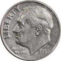 سکه 1 دایم 1995D روزولت - EF45 - آمریکا