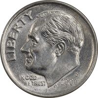 سکه 1 دایم 2000D روزولت - MS62 - آمریکا
