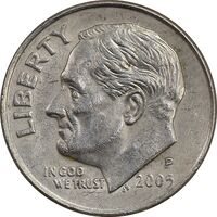 سکه 1 دایم 2005P روزولت - EF45 - آمریکا
