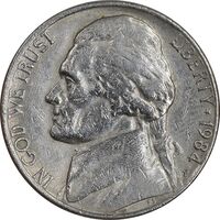سکه 5 سنت 1984P جفرسون - EF45 - آمریکا