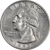 سکه کوارتر دلار 1995D واشنگتن - AU58 - آمریکا