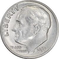 سکه 1 دایم 1967 روزولت - AU58 - آمریکا