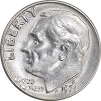 سکه 1 دایم 1971D روزولت - AU50 - آمریکا