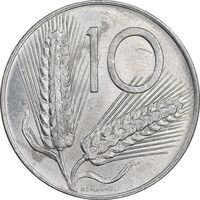 سکه 10 لیره 1977 جمهوری - AU58 - ایتالیا