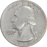 سکه کوارتر دلار 1966 واشنگتن - EF40 - آمریکا