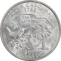سکه کوارتر دلار 2000P ایالتی - کارولینای جنوبی - MS61 - آمریکا