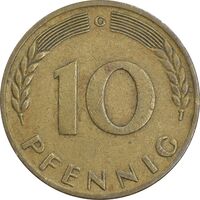 سکه 10 فینیگ 1950G جمهوری فدرال - EF40 - آلمان