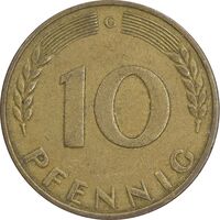 سکه 10 فینیگ 1950G جمهوری فدرال - EF40 - آلمان
