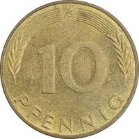 سکه 10 فینیگ 1971G جمهوری فدرال - AU58 - آلمان