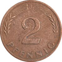 سکه 2 فینیگ 1971J جمهوری فدرال - EF45 - آلمان