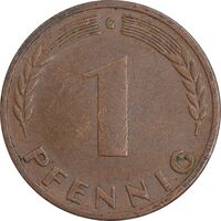 سکه 1 فینیگ 1950G جمهوری فدرال - EF45 - آلمان