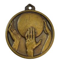 مدال آویز ورزشی برنز بسکتبال - MS62 - محمد رضا شاه