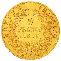 سکه 5 فرانک طلا ناپلئون سوم