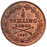 معرفی و مشخصات سکه 1/6 اسکیلینگ بانکو کارل چهاردهم یوهان