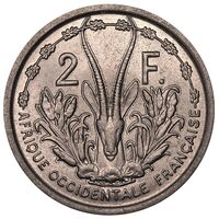 سکه 2 فرانک آفریقای غربی فرانسه